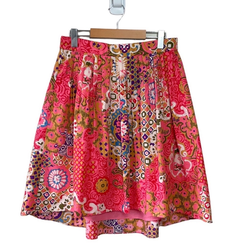 J. Crew Cotton Pleat-Front Skirt in Paisley Print Size 8